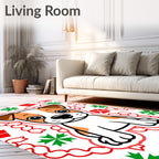 Cute Dog Christmas Bows Snowflakes Rug