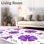 Purple Butterflies and Flowers Garden Rug