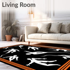 Orange Black Abstract Human Figures Rug