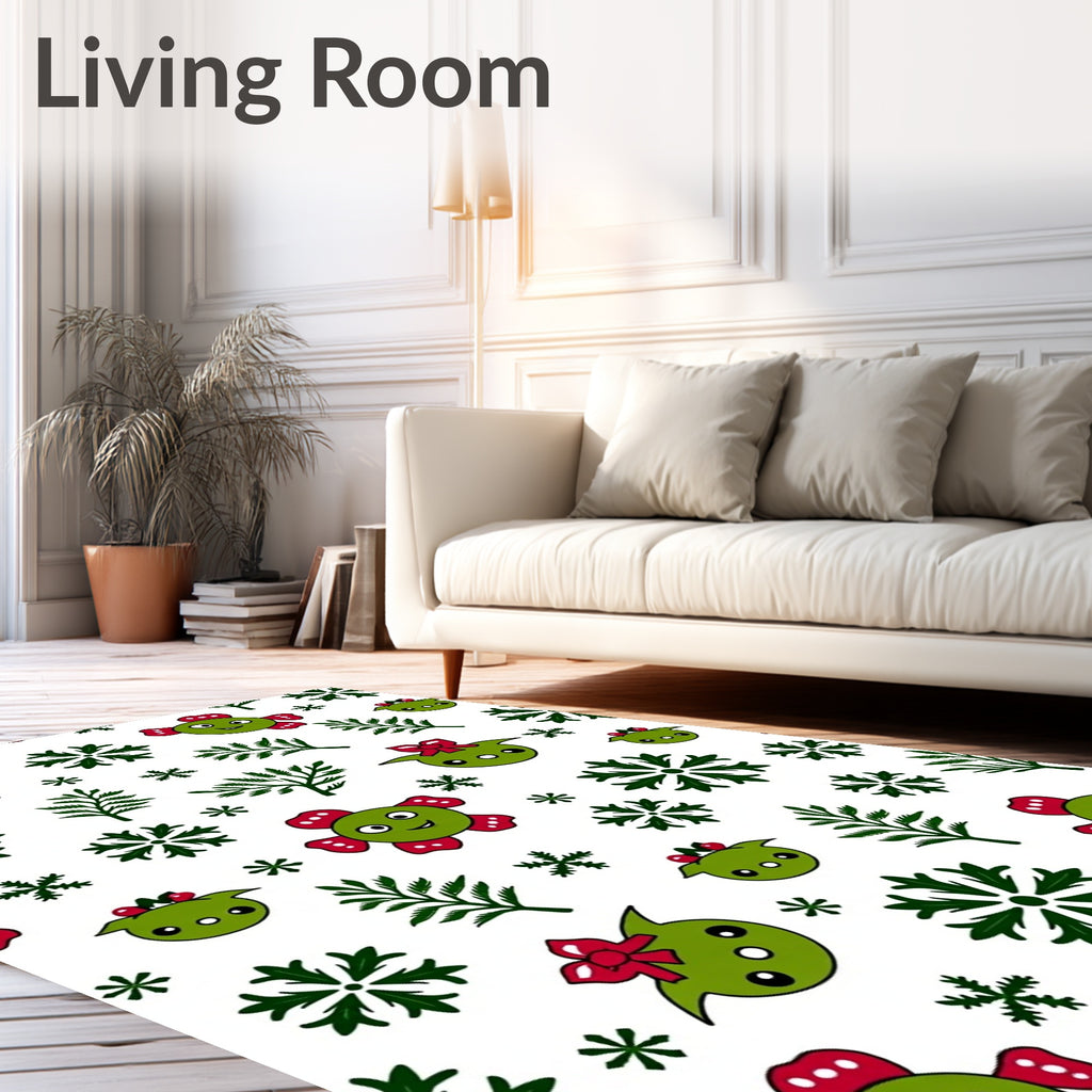 Festive Green Creature Snowflake Garland Rug