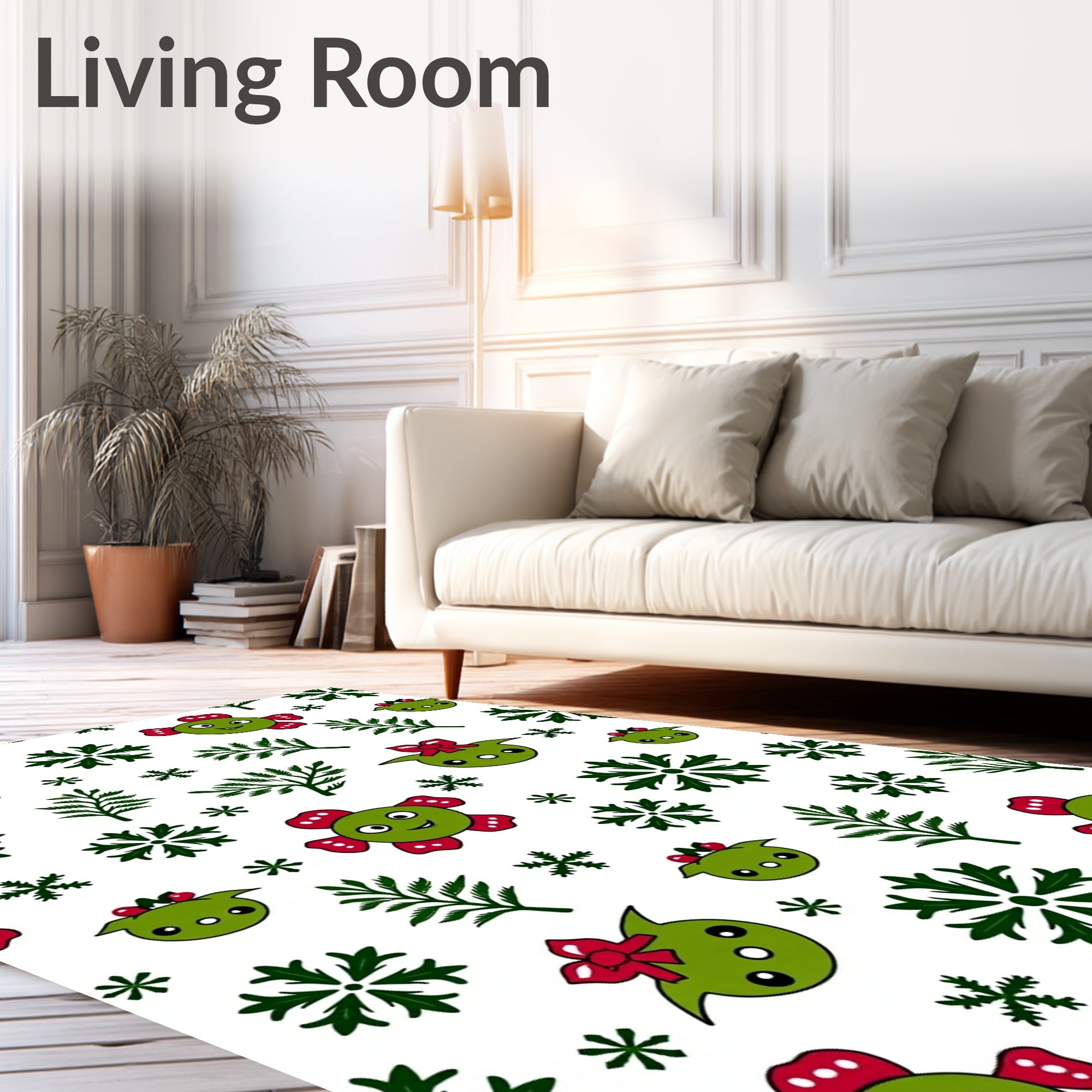 Festive Green Creature Snowflake Garland Rug