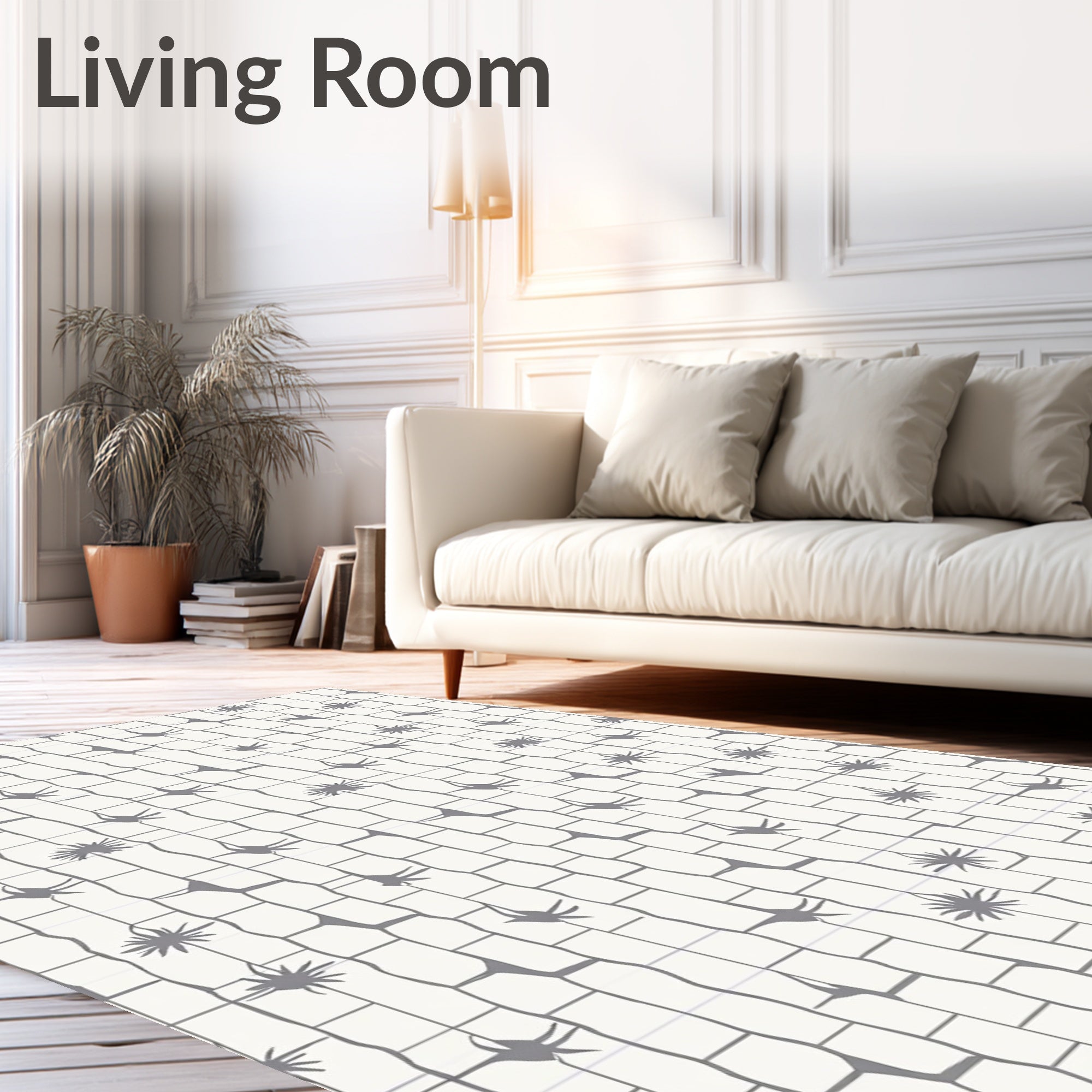 Organic Gray Bamboo Garden Silhouette Rug