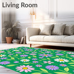 Retro Floral Meadow Daisy Rug