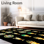 Golden Crested Emblem Laurel Wreath Objects Rug