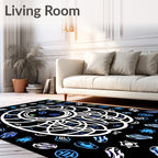 White Tribal Medallion Black Rug