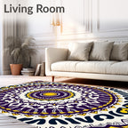 Bold Indigo Yellow Radial Mandala Rug