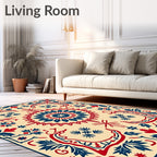 Crimson Navy Laurel Medallion Rug
