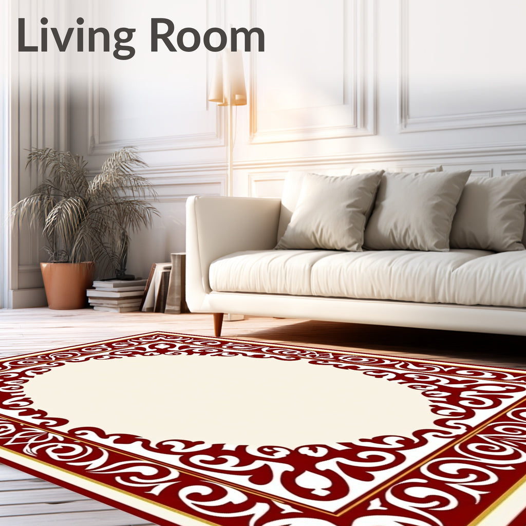 Crimson Gold Filigree Oval Rug