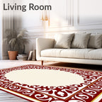 Crimson Gold Filigree Oval Rug