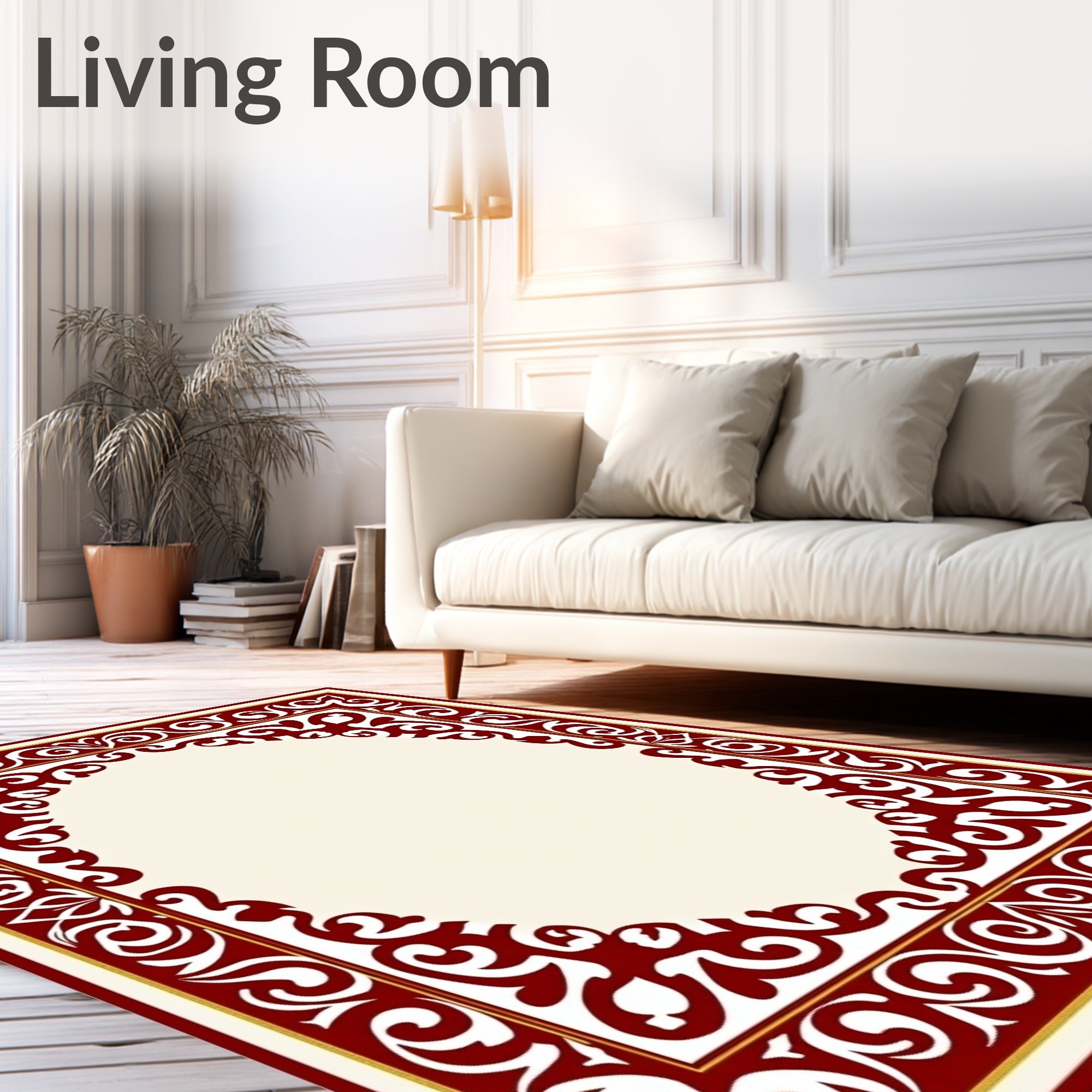 Crimson Gold Filigree Oval Rug