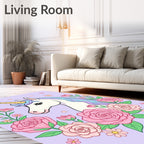 Whimsical Unicorn Pink Rose Garden Rug