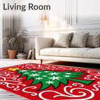 Red White Swirl Christmas Tree Rug