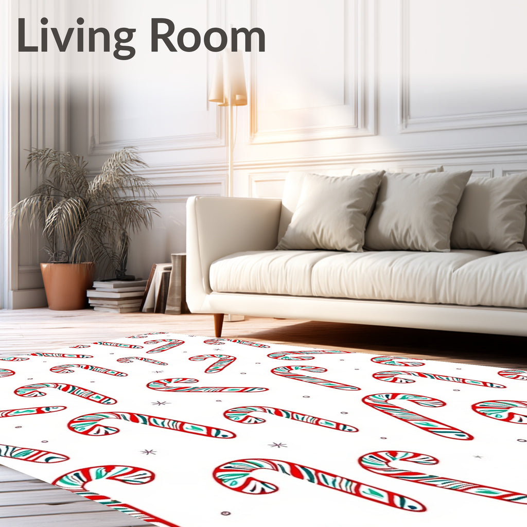 Festive Red Green Candy Cane Stripes Rug