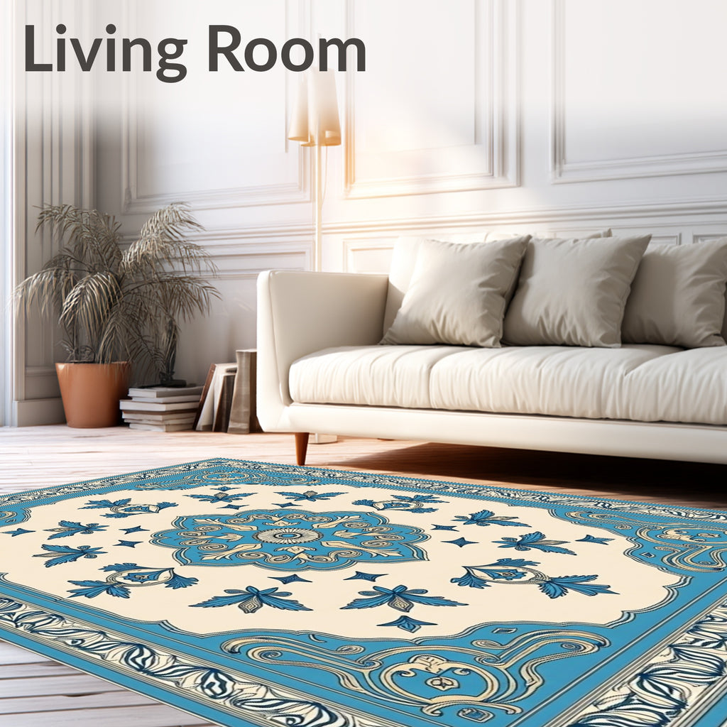 Classic Blue Floral Medallion Rug