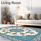 Classic Blue Floral Medallion Rug