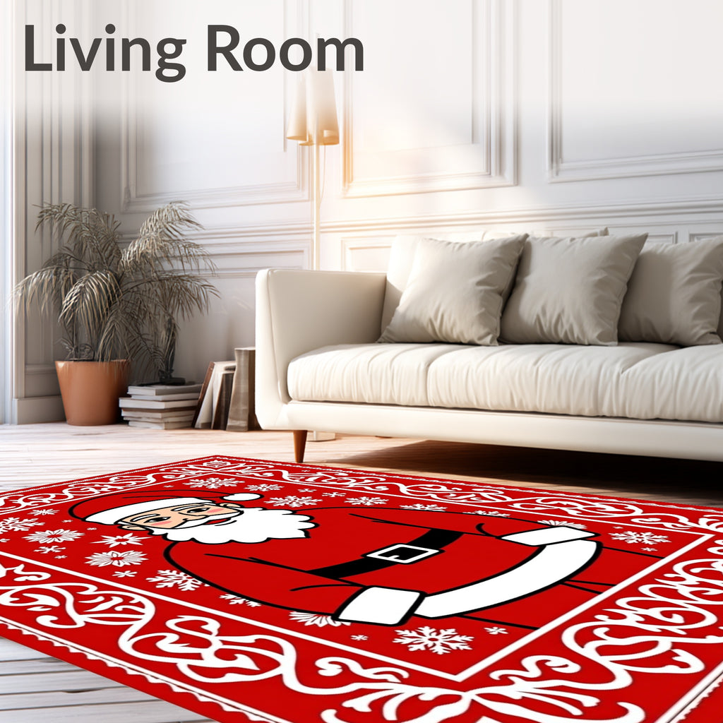 Festive Red Santa Claus Snowflake Rug