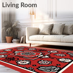 Bold Red Floral Crest Medallion Rug