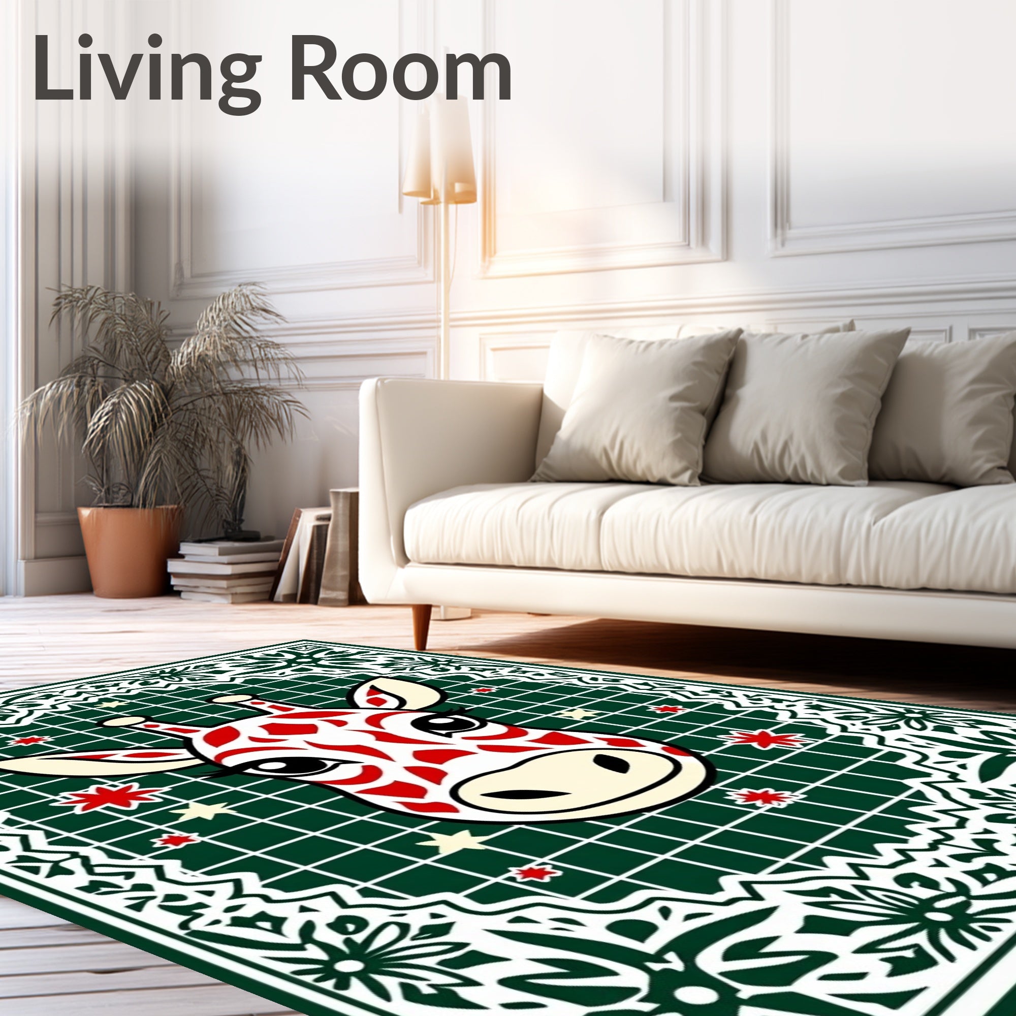 Whimsical Giraffe Forest Starburst Rug