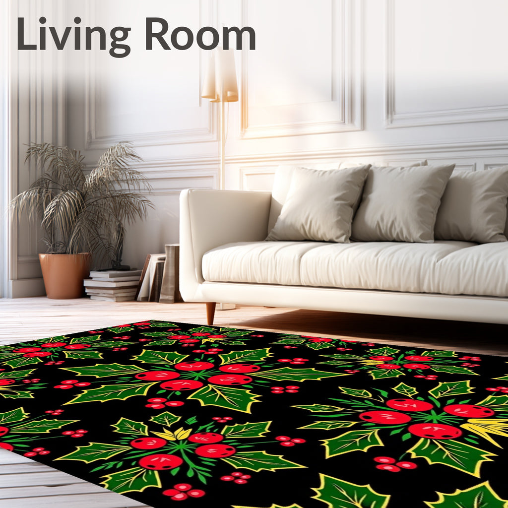 Festive Red Holly Berry Mandala Rug