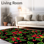 Festive Red Holly Berry Mandala Rug