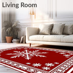 Crimson Snowflake Winter Wonderland Rug