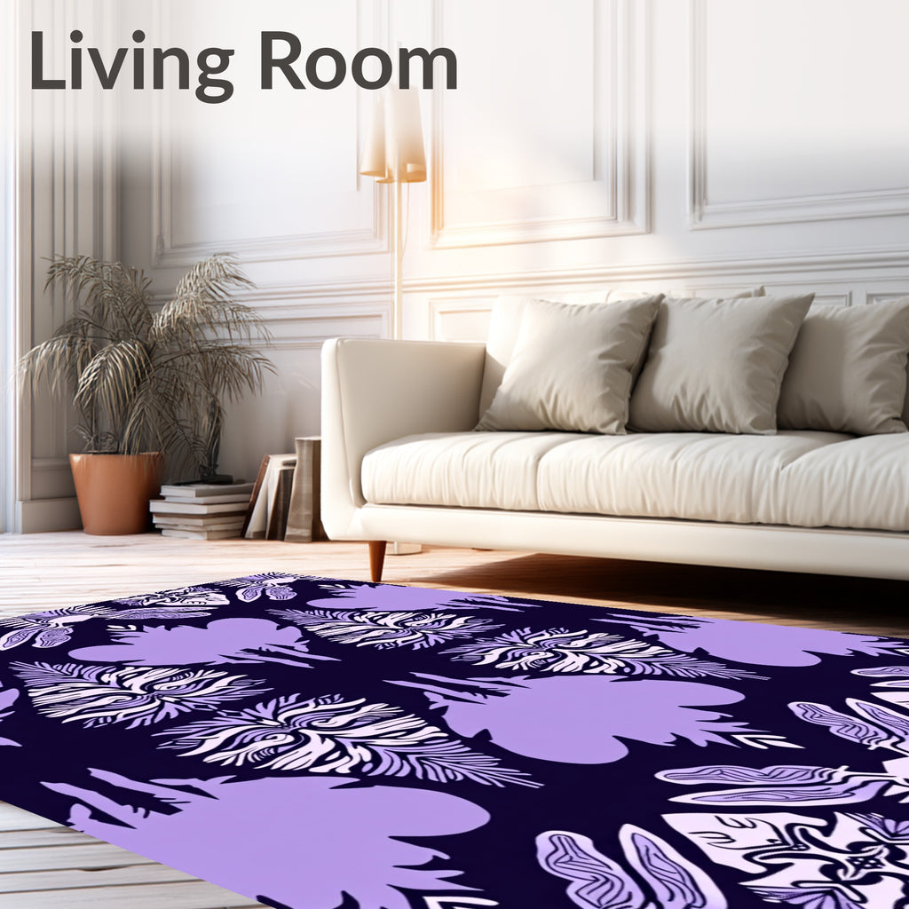 Purple Lavender Symmetrical Floral Rug