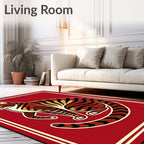 Bold Red Tiger Stripes Animal Portrait Rug