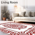 Crimson Oval Central Medallion Border Rug
