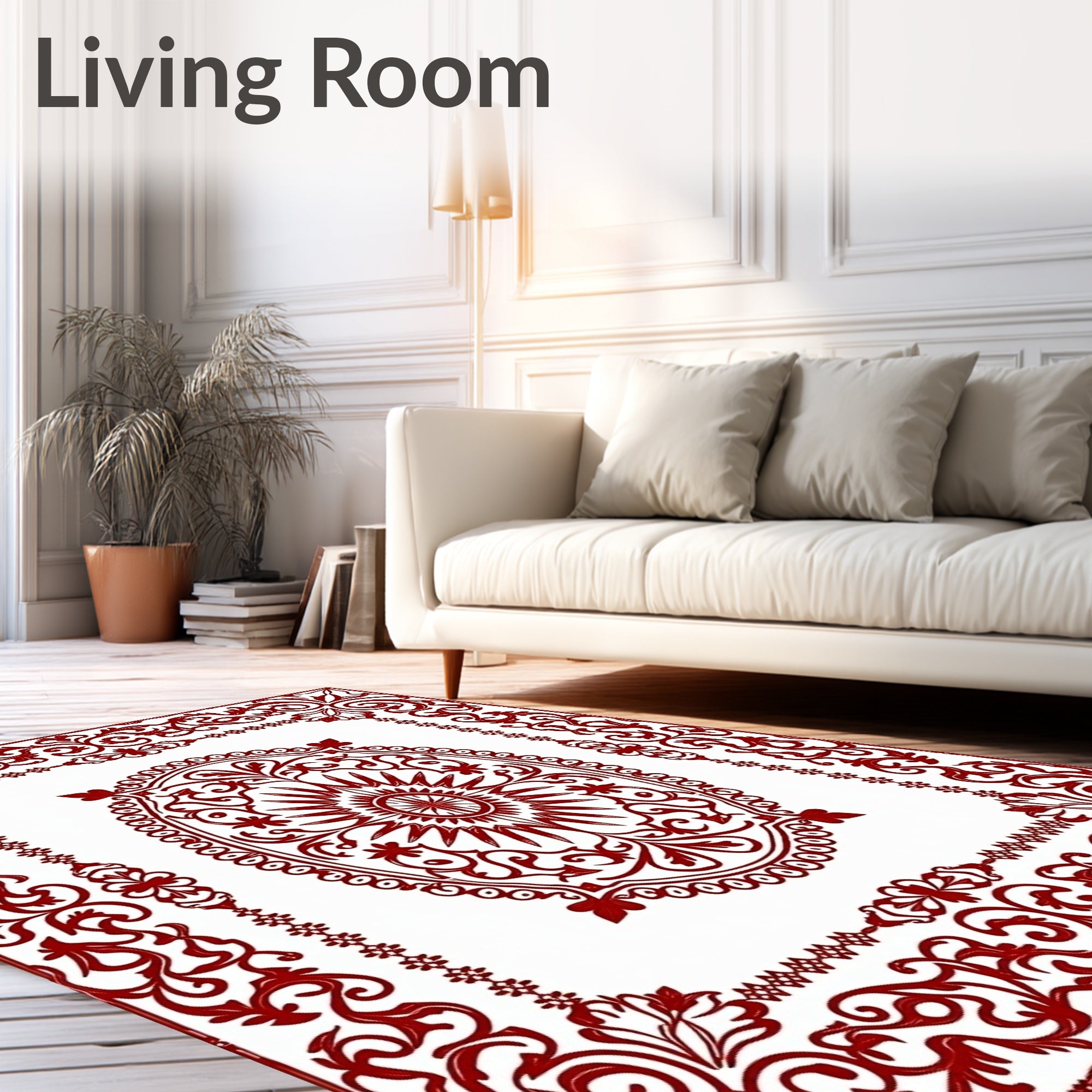 Crimson Oval Central Medallion Border Rug