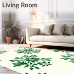 Deep Green Floral Branch Arrangement Rug