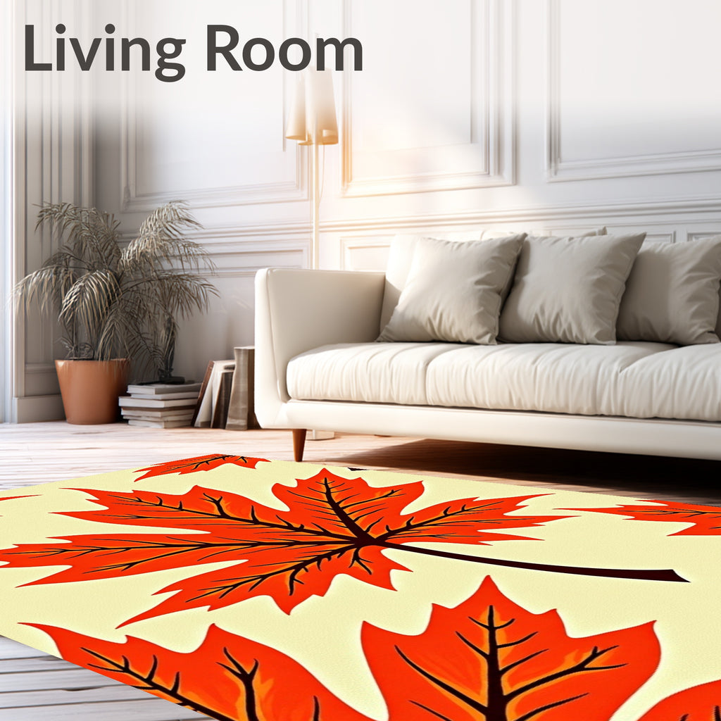 Orange Maple Leaf Autumn Pattern Rug