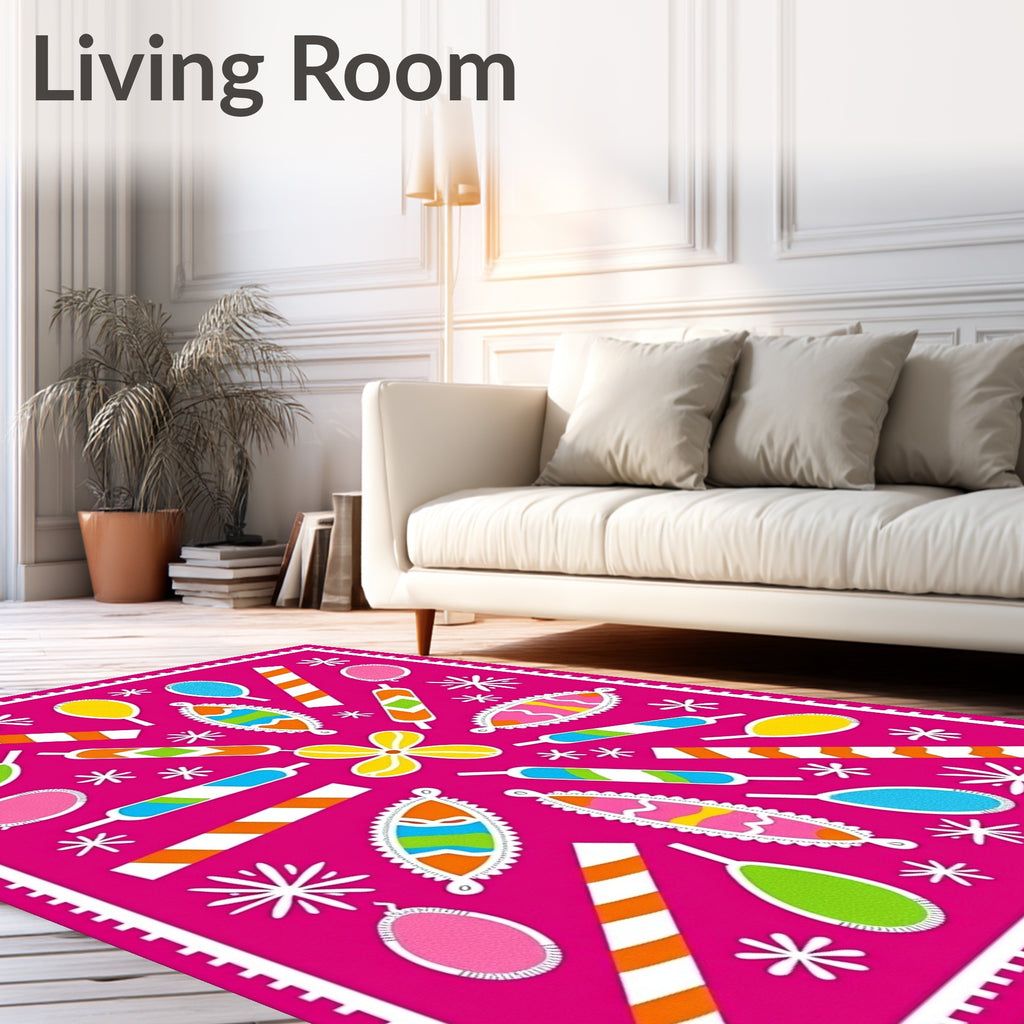 Whimsical Lollipop Starburst Festive Collection Rug
