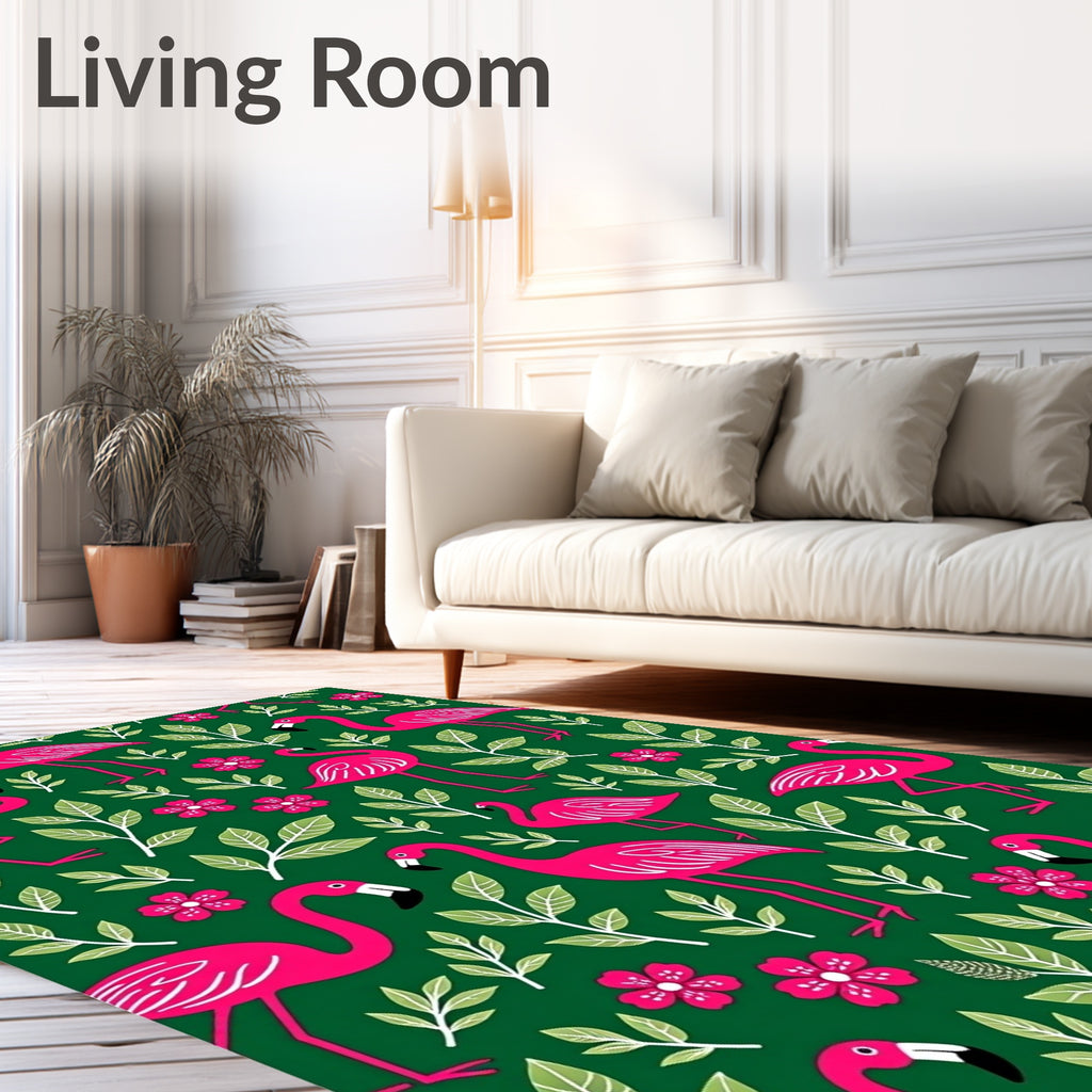 Hot Pink Flamingo Tropical Garden Rug