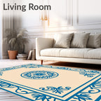 Royal Blue Floral Medallion Border Rug