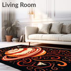 Crimson Planet Swirls Cosmic Rug