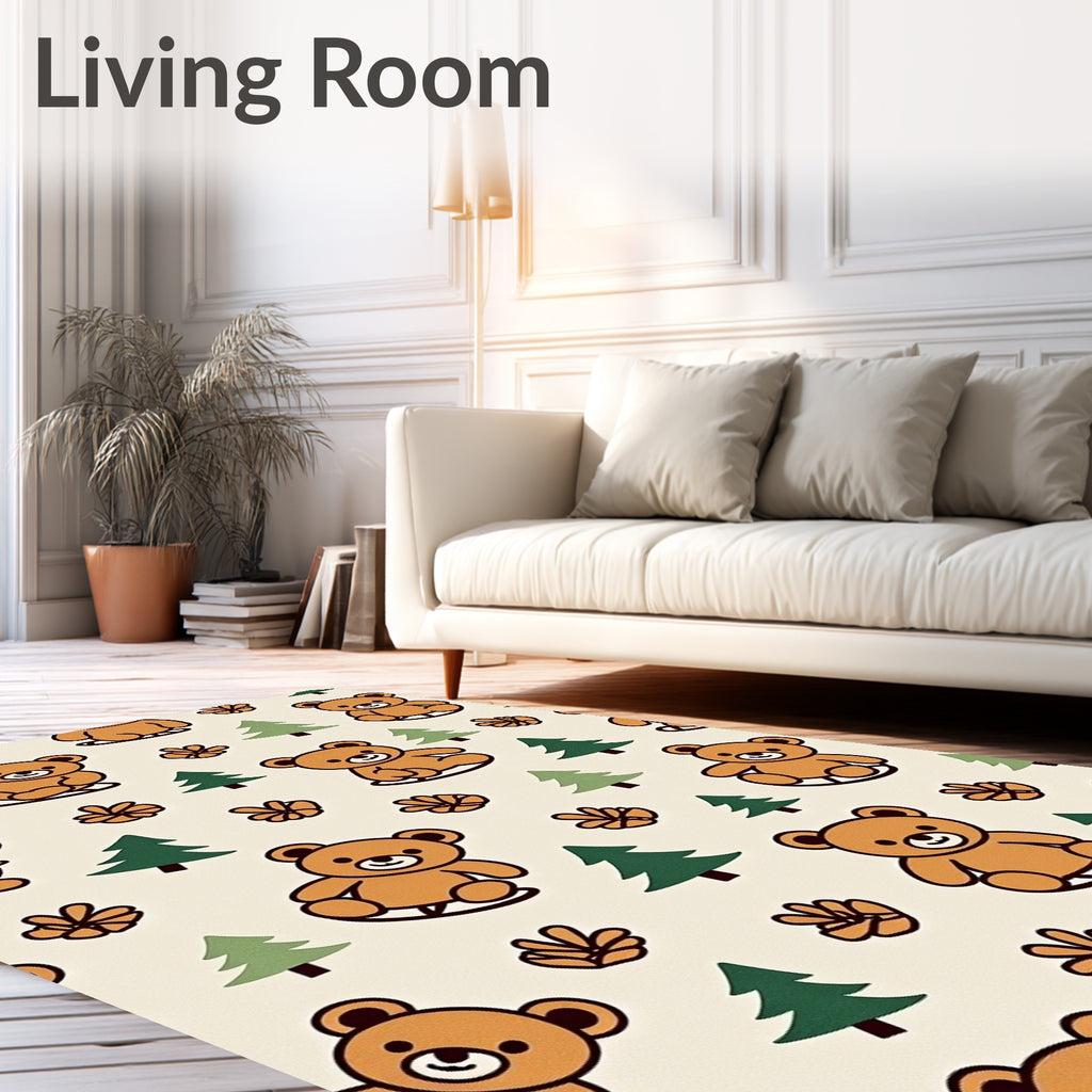 Sweet Bear And Evergreen Forest Friends Rug