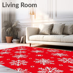 Red White Snowflake Winter Charm Rug