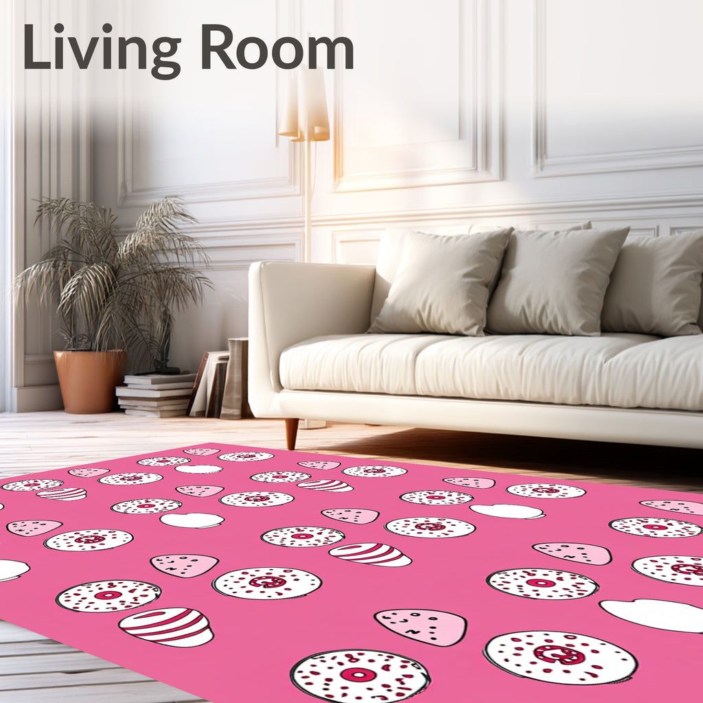Sweet Pink Donut And Candy Collection Rug