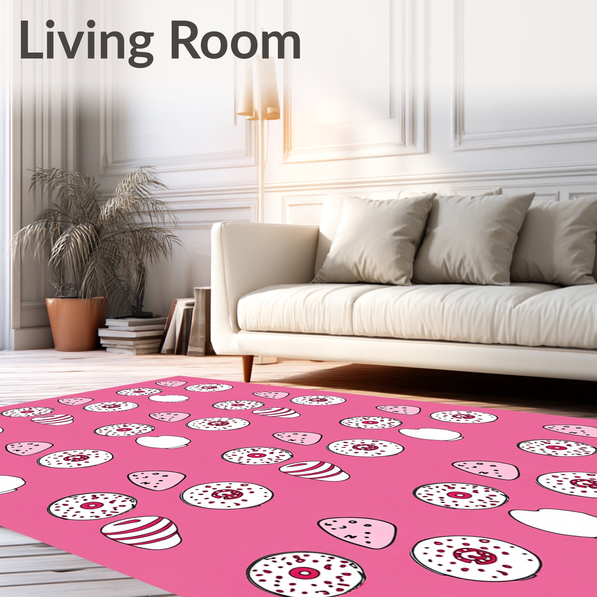 Sweet Pink Donut And Candy Collection Rug