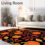 Autumn Orange Pumpkin Leafy Branch Rug