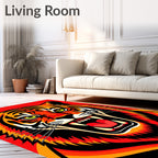 Bold Tiger Face Roaring Red Orange Rug