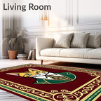 Dapper Cat Portrait Ornate Crimson Rug