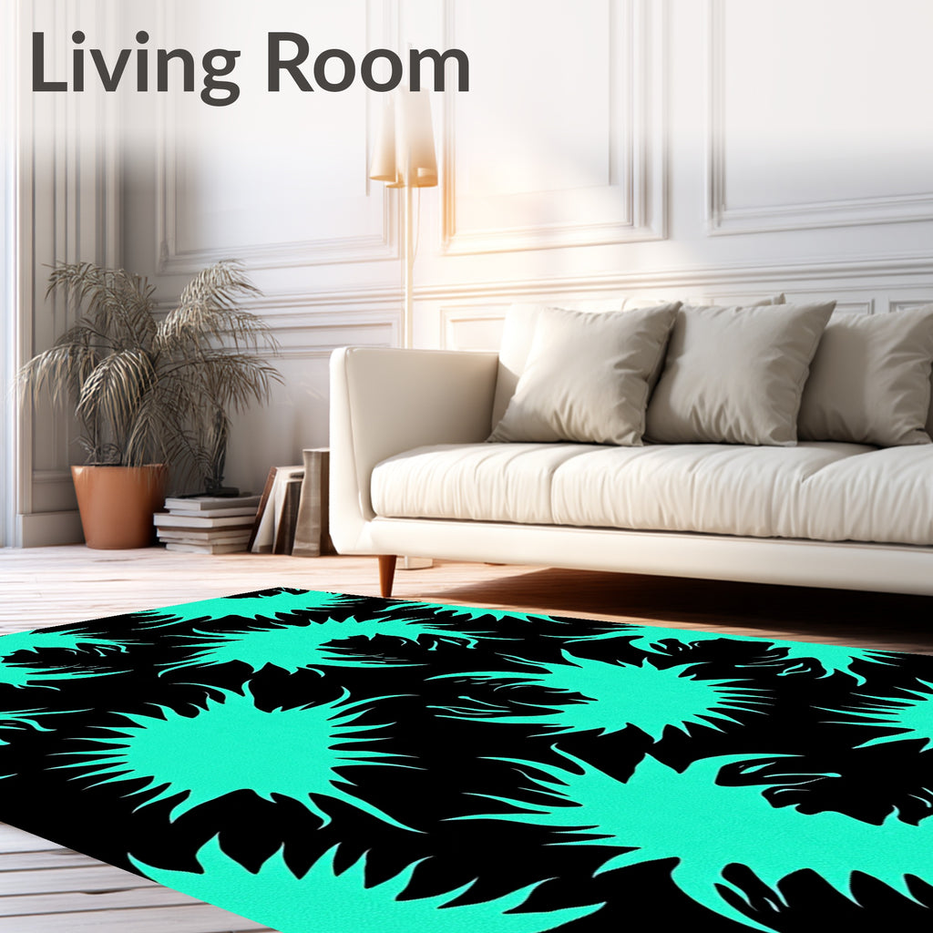 Aqua Splatter Abstract Contemporary Rug