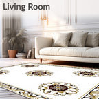 Elegant Brown Golden Floral Medallion Rug
