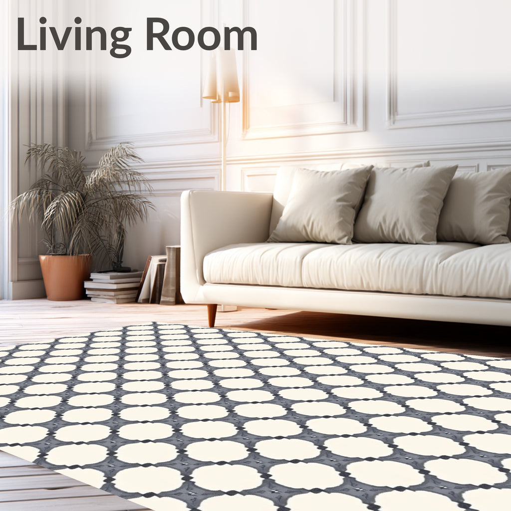 Gray Quatrefoil Lattice Rug