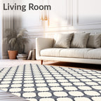 Gray Quatrefoil Lattice Rug