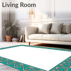 Teal Chain Link Border Rug