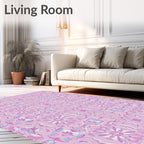 Whimsical Pink Floral Symmetry Rug
