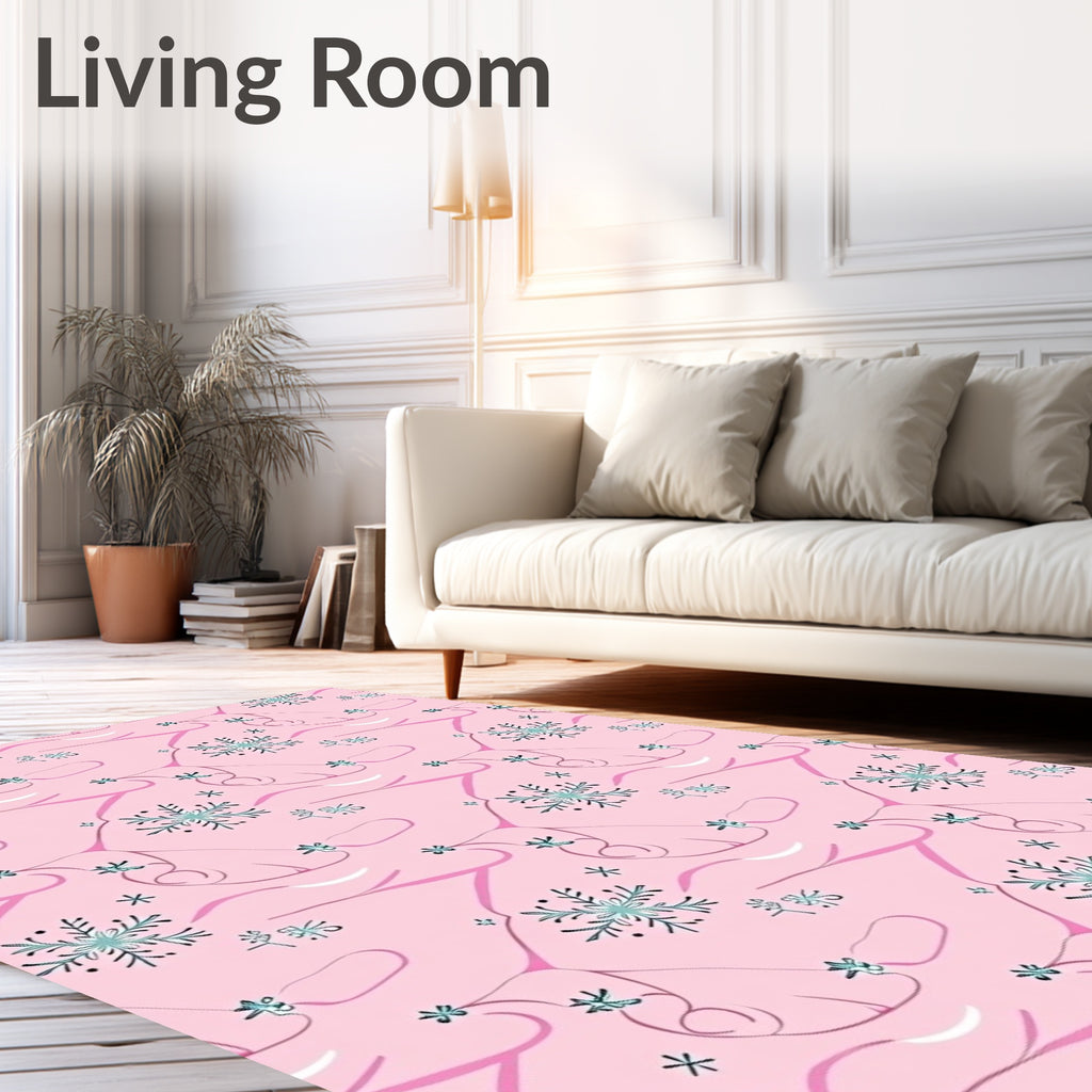 Delicate Pink Snowflake Branch Arrangement Rug