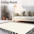 Black White Organic Pebble Border Rug